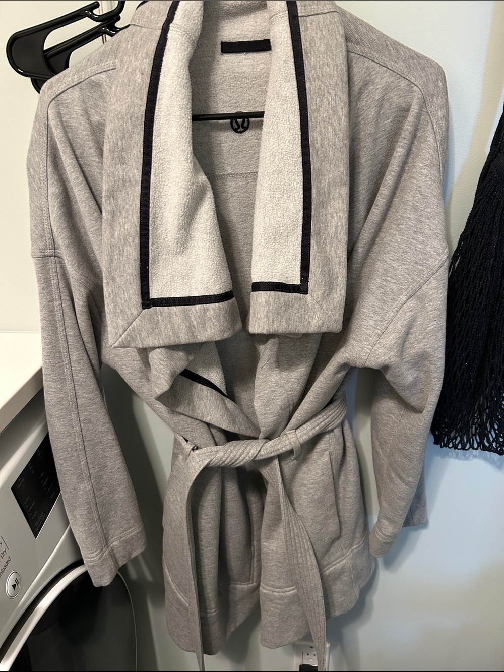 lululemon athletica Light Gray Shawl Collar Jacket with Black Trim